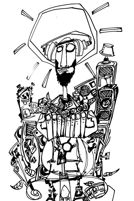 Postal 01 — A Escuta, desenho de Marcelo Zuffo