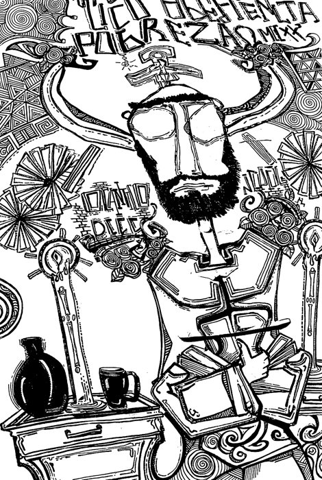 Postal 02 — A Senhora Pobreza, desenho de Marcelo Zuffo