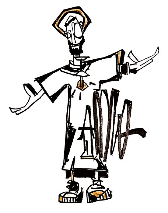 Postal 11 — A Saudação, desenho de Marcelo Zuffo